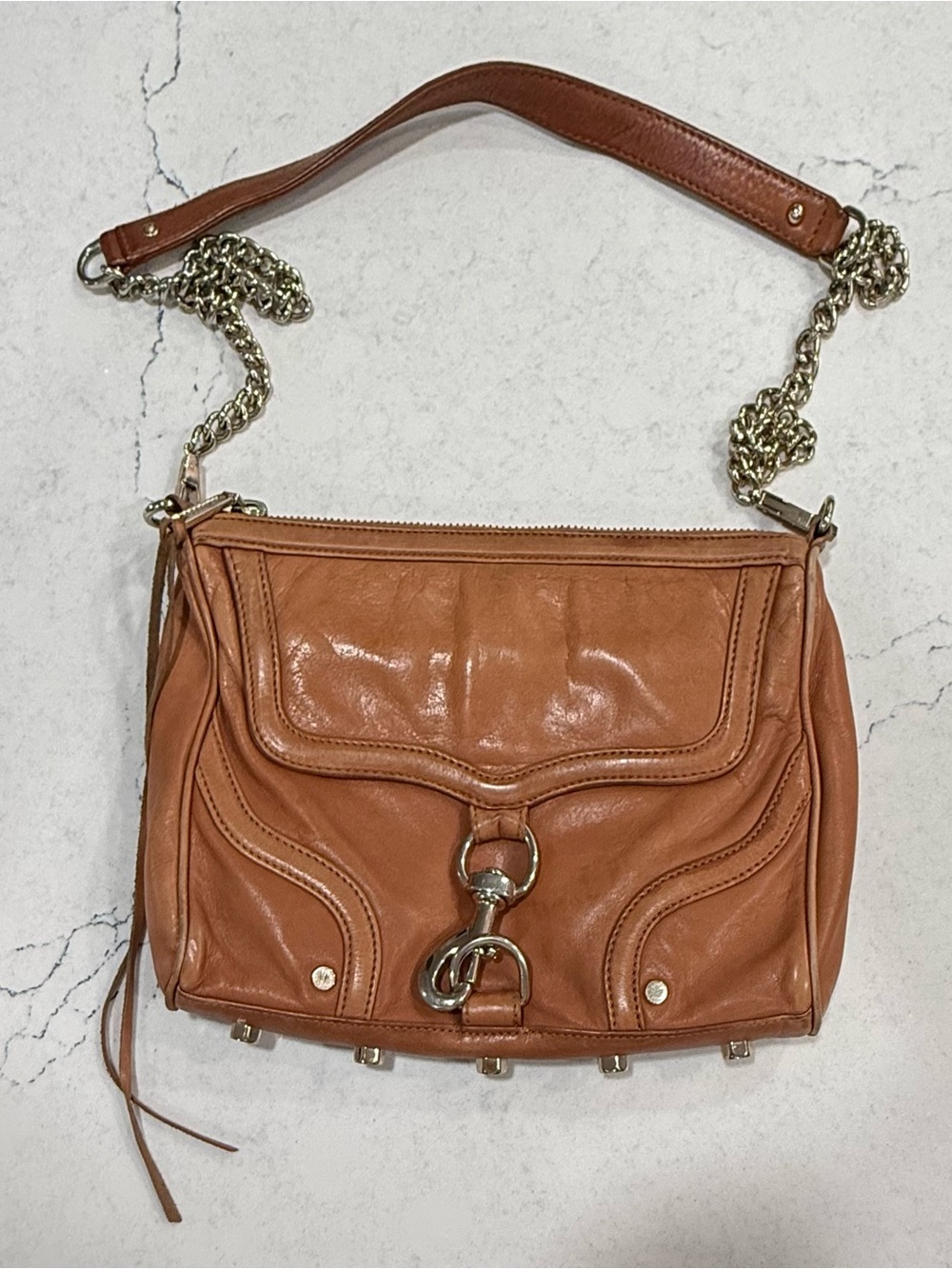 Rebecca Minkoff M.A.C. Daddy Tan Leather Crossbody Bag Full Size
